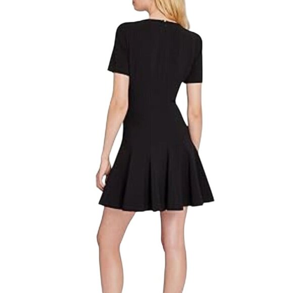 Club Monaco Black Textured Fit N Flare Short Sleeve Dress Size 2 - Picture 4 of 7
